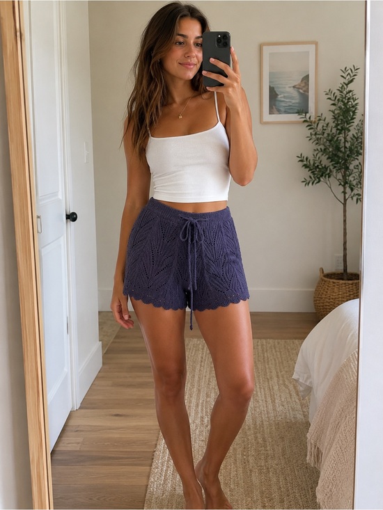 Pants - Knit Drawstring Bathing Suit Shorts - Navy New Without Tag